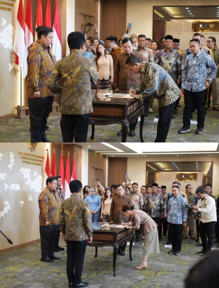 Airlangga Hartarto Lantik Amsakar Achmad dan Li Claudia Chandra Sebagai Kepala dan Wakil Kepala BP Batam