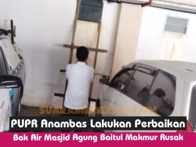 PUPR Anambas Lakukan Perbaikan, Air Bak di Masjid Agung Baitul Makmur Berhenti Meluap